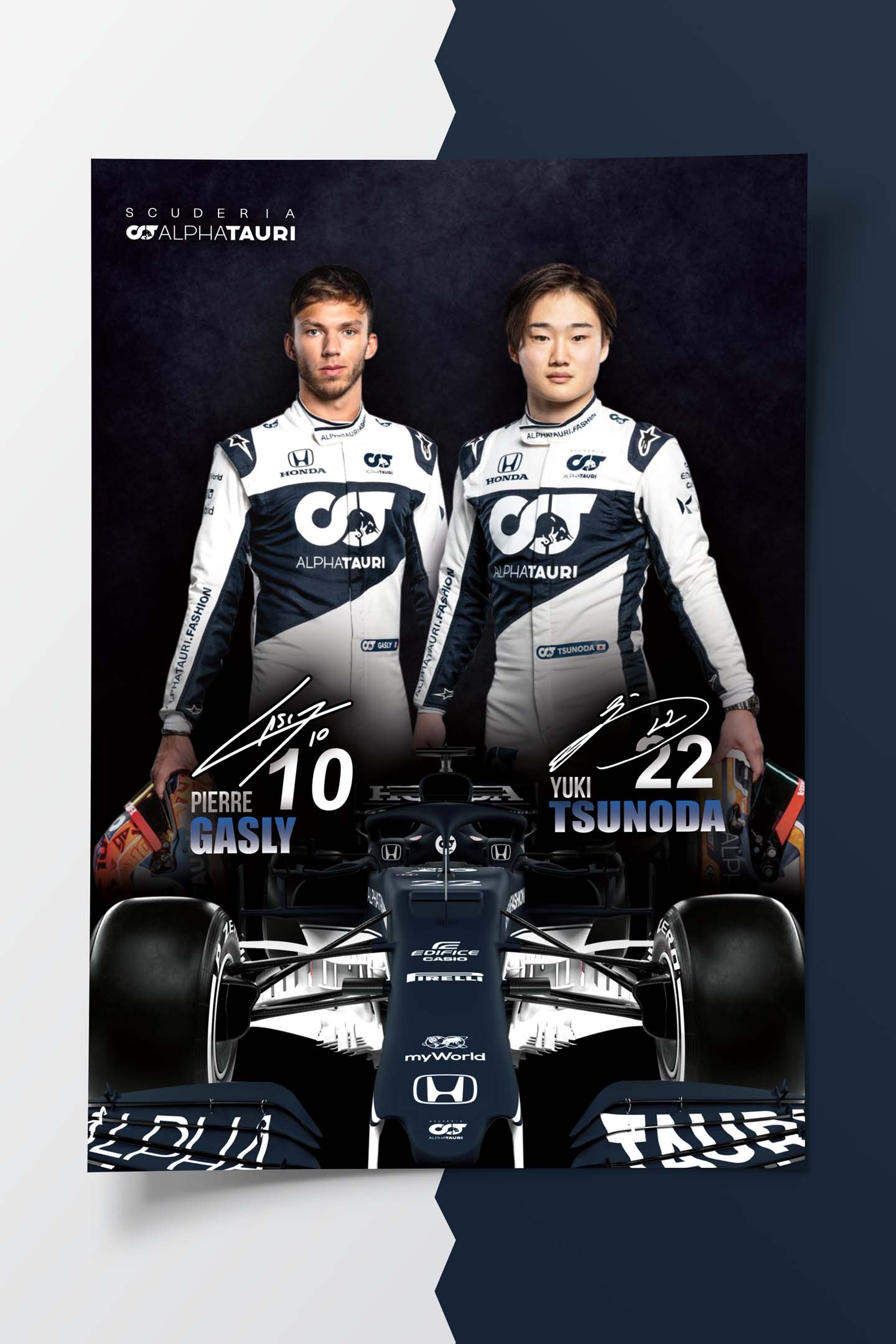 2021 Alpha Tauri F1 Team Signature Poster