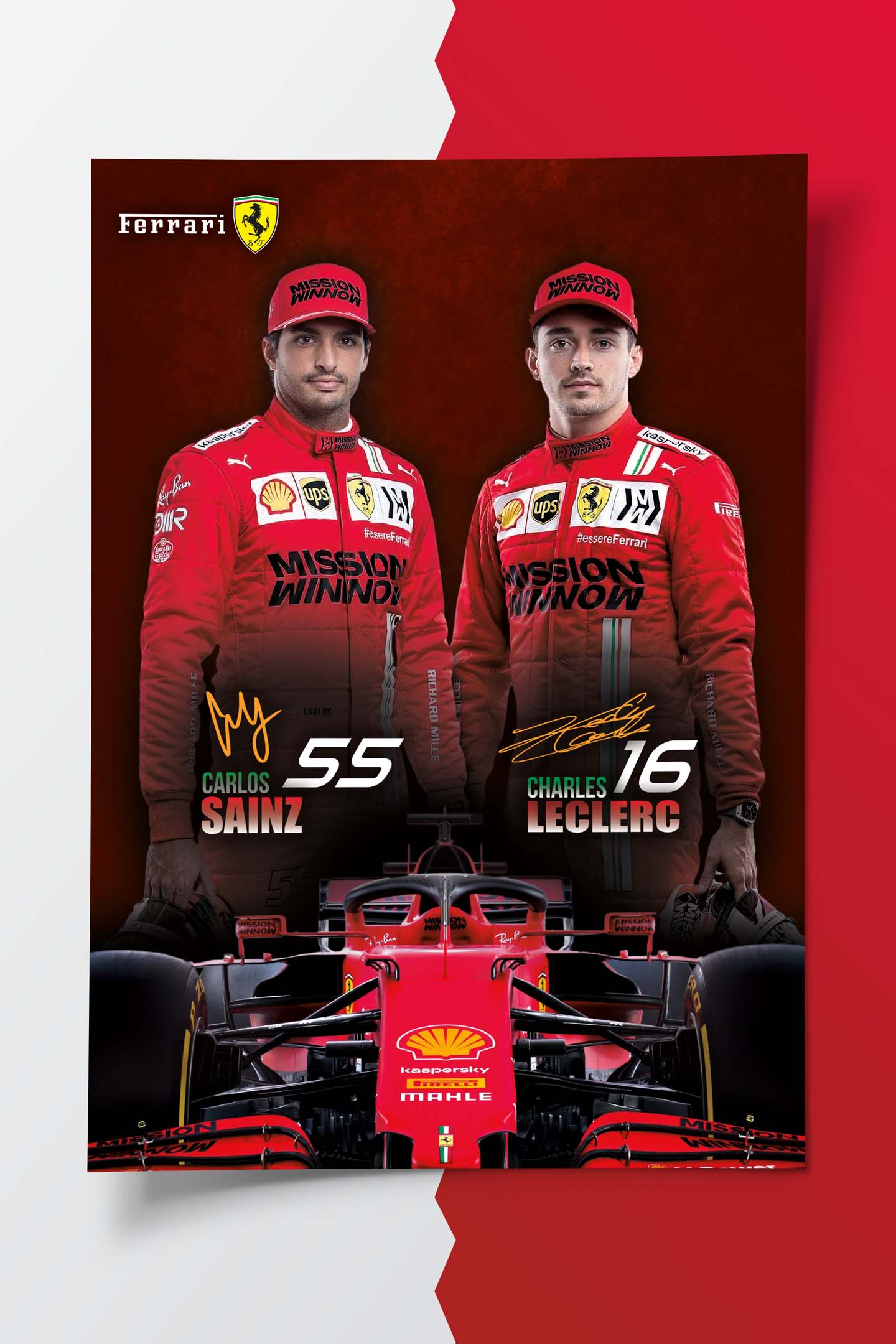 2021 Ferrari F1 Team Signature Poster