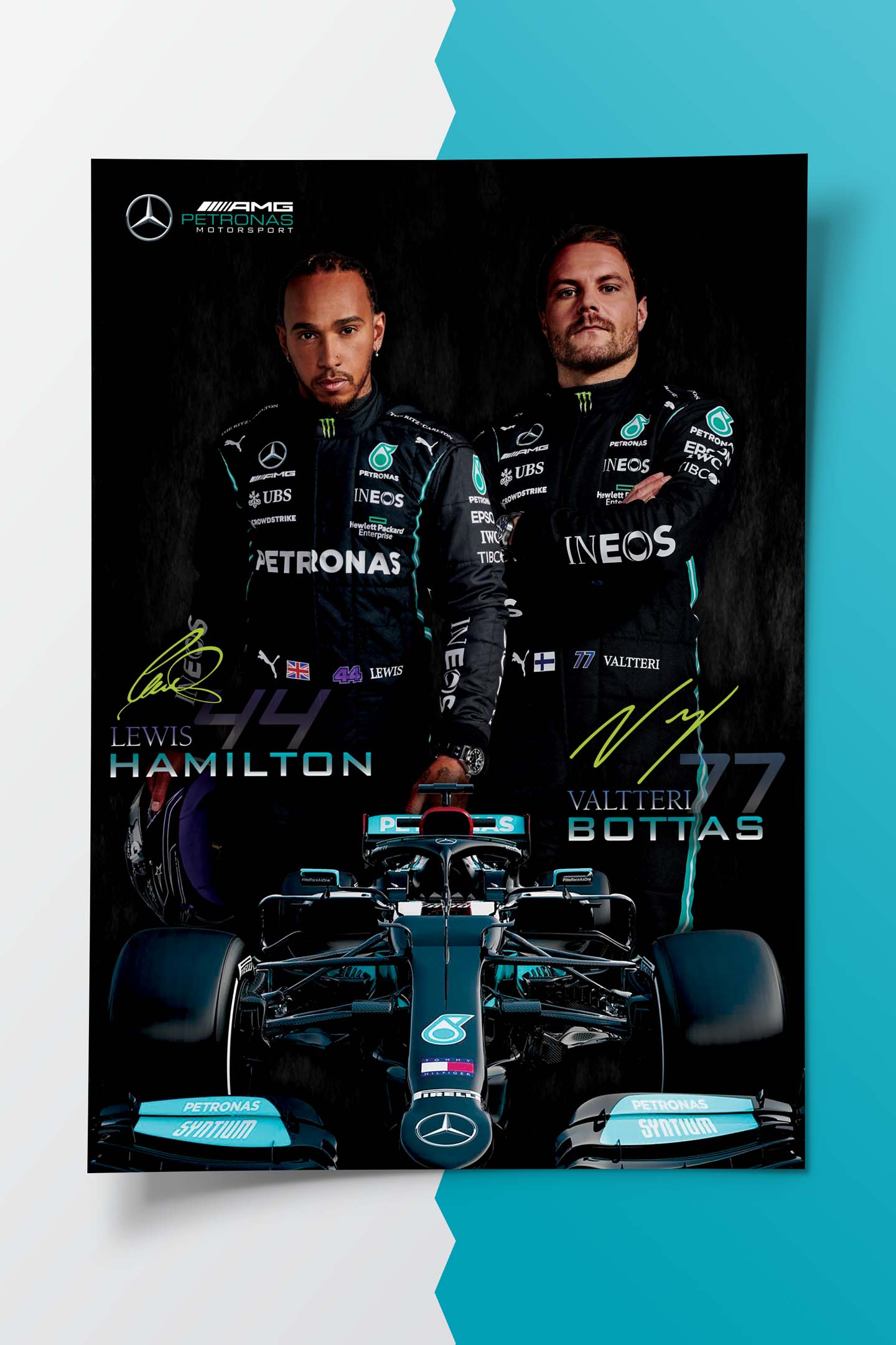 2021 Mercedes F1 Team Signature Poster