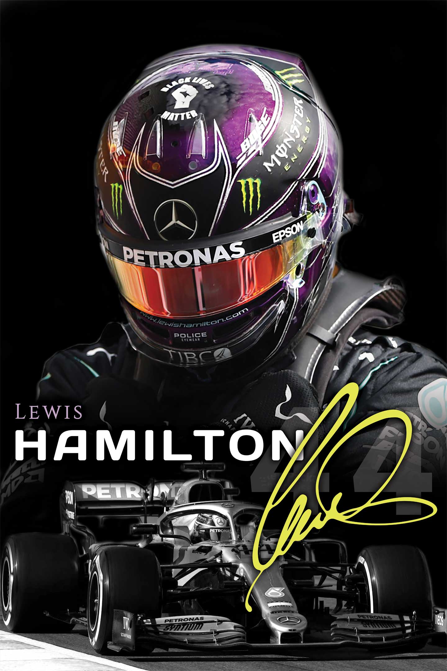Lewis Hamilton 2021 F1 Signature Poster